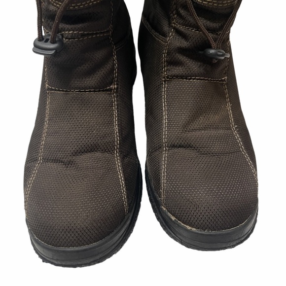 Olang Brown Nylon 100% Wool Lined Winter Boots With Built In Ice Grips Spikes - Picture 6 of 16